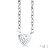 1/6 ctw Petite Bezel Set Heart Shape Diamond Fashion Pendant With Chain in 10K White Gold